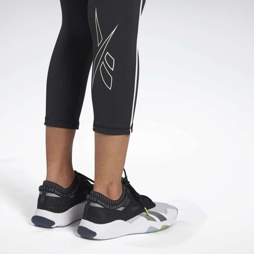 Reebok Les Mills High-Rise 3 4 Length Leggings close up bottom