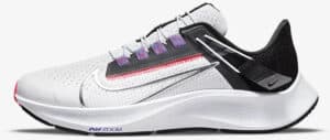 Nike Air Zoom Pegasus 38 FlyEase White-Black-Flash Crimson-Metallic Silver side view left