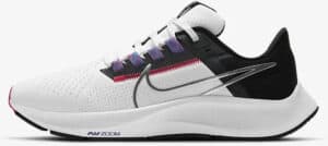 Nike Air Zoom Pegasus 38 Women White-Black-Flash Crimson-Metallic Silver left side view